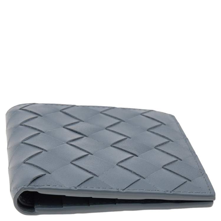 Pre Owned Bottega Veneta Grey Intrecciato Leather Bifold Wallet 
