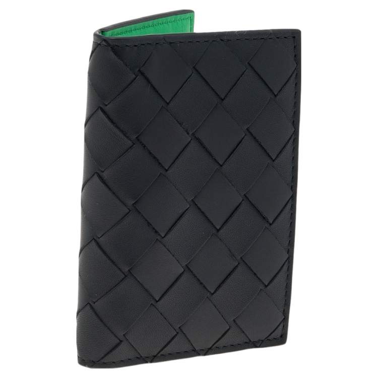 Pre Owned Bottega Veneta Black Intrecciato Leather Car Holder