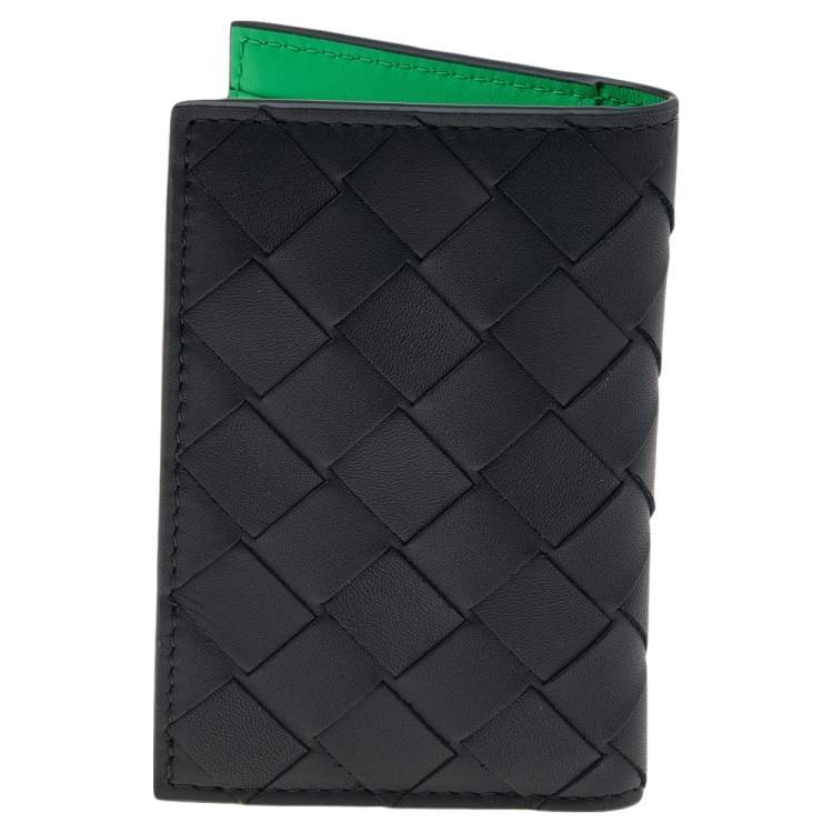 Pre Owned Bottega Veneta Black Intrecciato Leather Car Holder