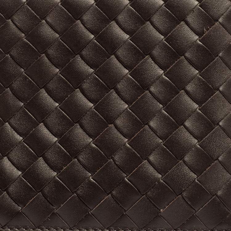 Pre Owned Bottega Venetia Mocha Brown Intrecciato Leather Bifold Compact Wallet