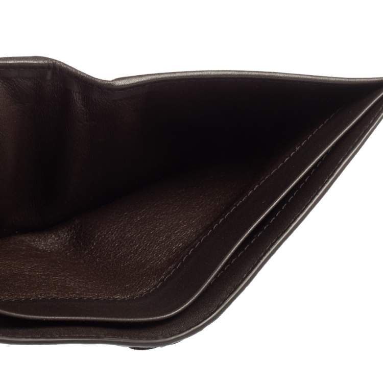Pre Owned Bottega Venetia Mocha Brown Intrecciato Leather Bifold Compact Wallet