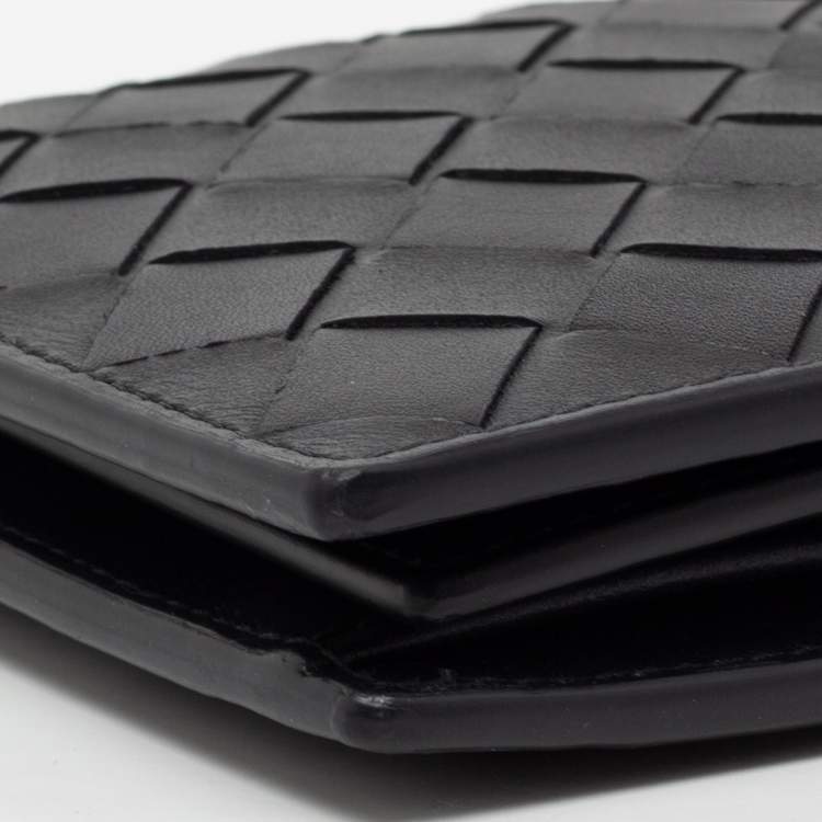 Pre Owned Bottega Veneta Black Intrecciato Leather Bifold Wallet