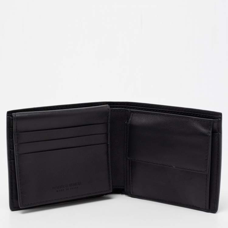 Pre Owned Bottega Veneta Black Intrecciato Leather Bifold Wallet