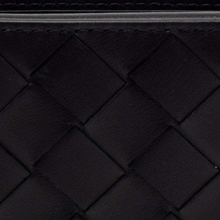 Pre Owned Bottega Veneta Black Intrecciato Leather Bifold Wallet