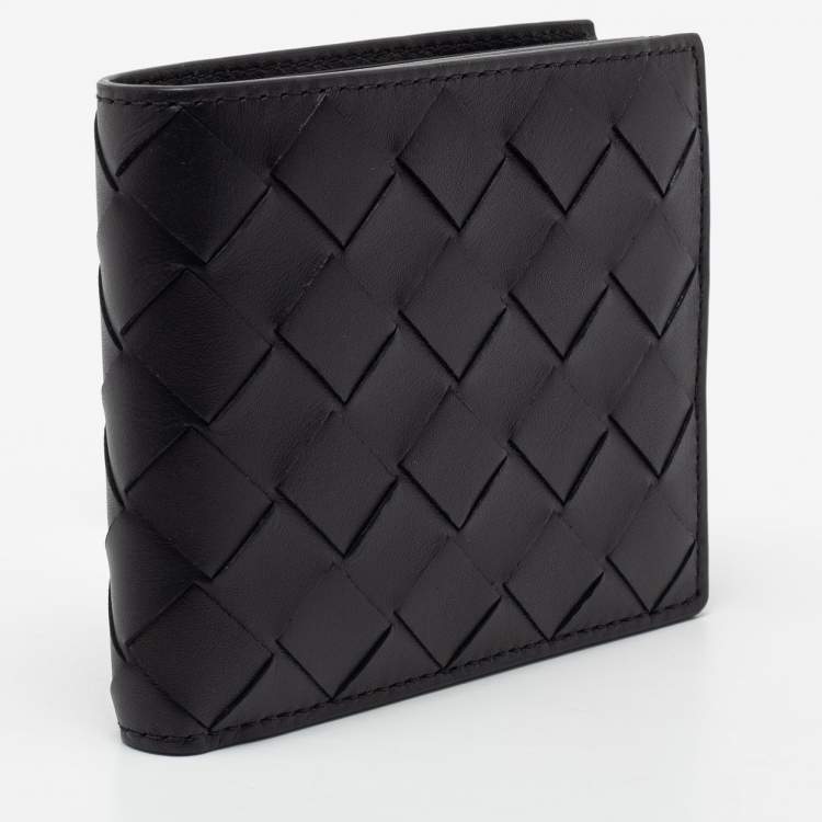 Pre Owned Bottega Veneta Black Intrecciato Leather Bifold Wallet