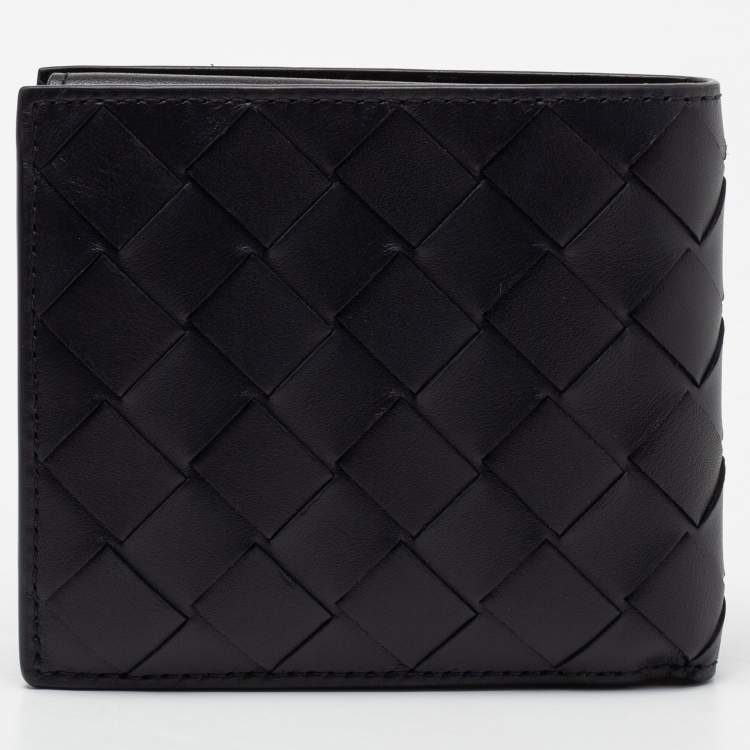 Pre Owned Bottega Veneta Black Intrecciato Leather Bifold Wallet