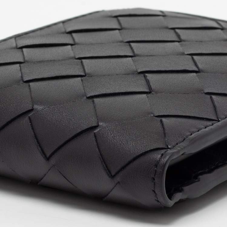 Pre Owned Bottega Veneta Black Intrecciato Leather Bifold Wallet