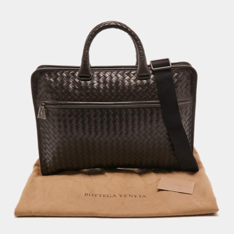 Pre Owned Bottega Veneta Brown Intrecciato Leather Briefcase
