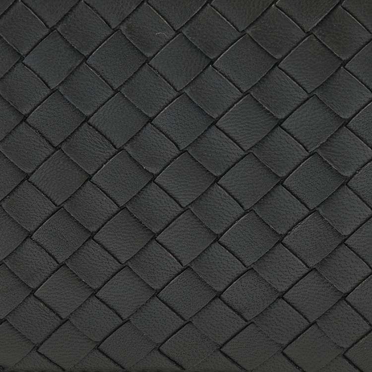 Pre Owned Bottega Veneta Dark Grey Intrecciato Leather Bifold Wallet