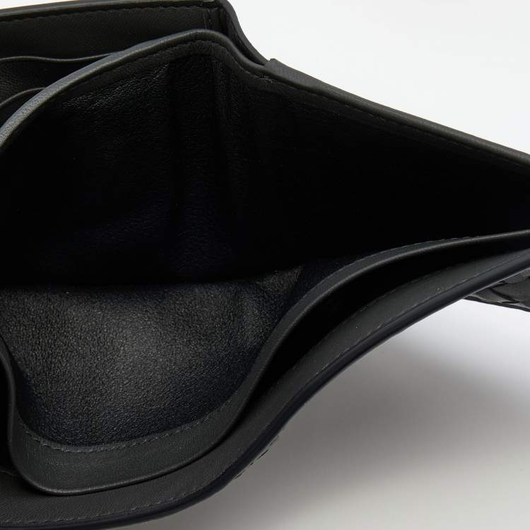 Pre Owned Bottega Veneta Dark Grey Intrecciato Leather Bifold Wallet