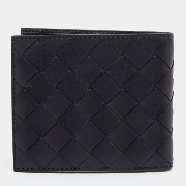 Pre Owned Bottega Veneta Black Intrecciato Leather Bifold Wallet