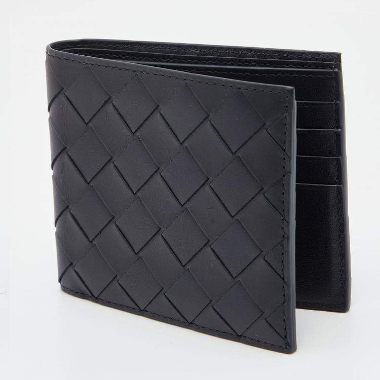 Pre Owned Bottega Veneta Black Intrecciato Leather Bifold Wallet