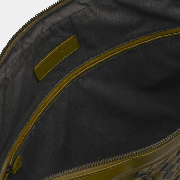 Pre Owned Bottega Veneta Green Leather Messenger Bag