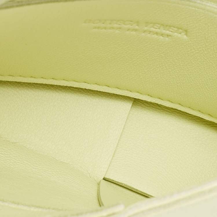Pre Owned Bottega Veneta Yellow Green Intrecciato Leather Mini Cassette Messenger Bag