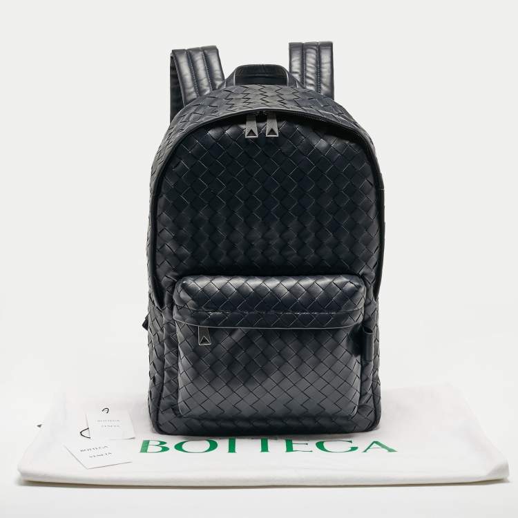 Pre Owned Bottega Veneta Navy Blue Intrecciato Leather Medium Archetypal Backpack