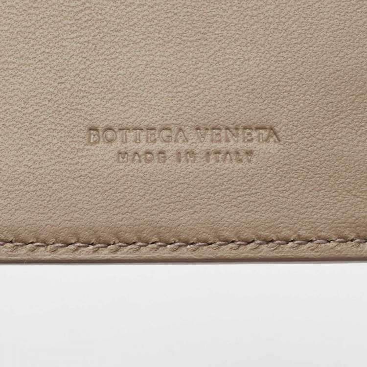 Pre Owned Bottega Veneta Brown/Yellow Intrecciato Leather Bifold Card Case