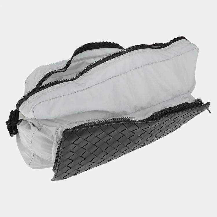 Pre Owned Bottega Veneta Black/Grey Fabric and Leather Foldable Bag