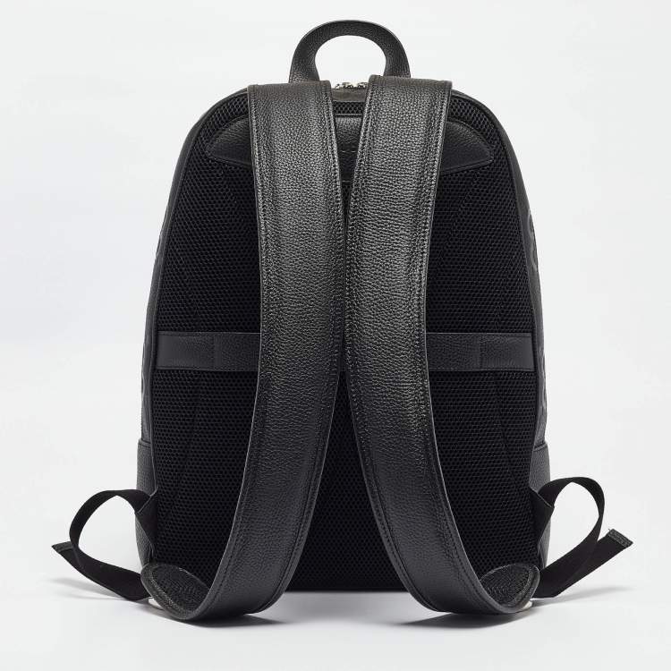 Pre Owned Gucci Black Jumbo GG Leather Large Backpack