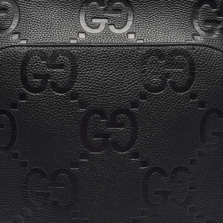 Pre Owned Gucci Black Jumbo GG Leather Large Backpack