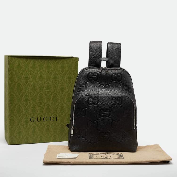 Pre Owned Gucci Black Jumbo GG Leather Large Backpack