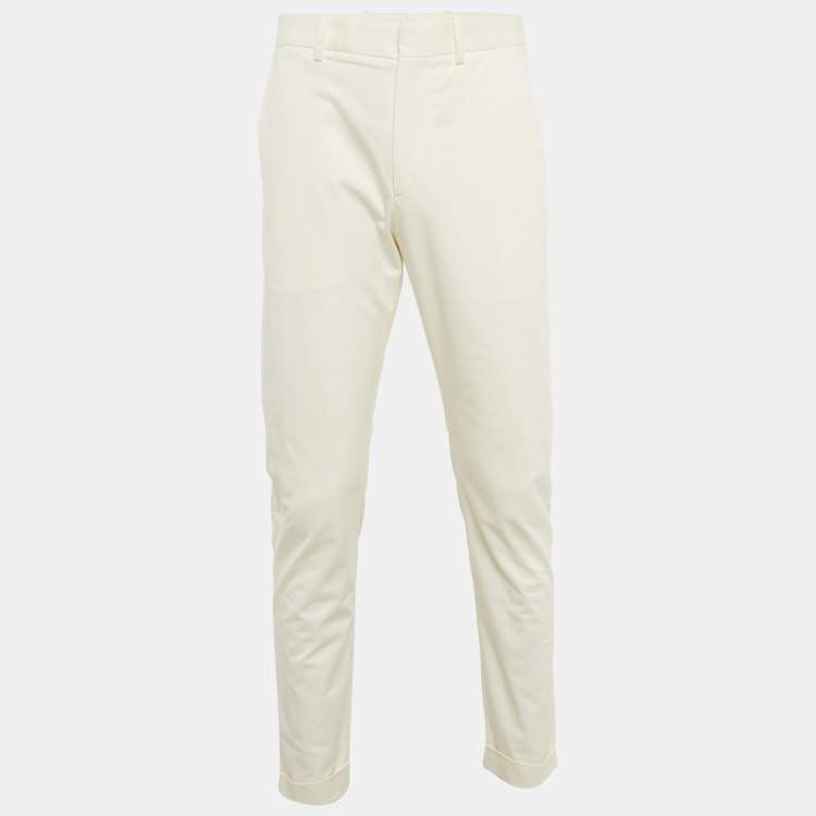 Pre Owned Bottega Veneta Off-White Gabardine Cotton Pants M