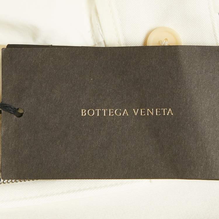 Pre Owned Bottega Veneta Off-White Gabardine Cotton Pants M