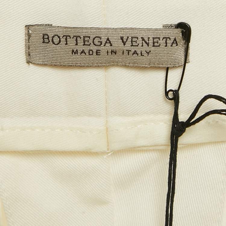 Pre Owned Bottega Veneta Off-White Gabardine Cotton Pants M