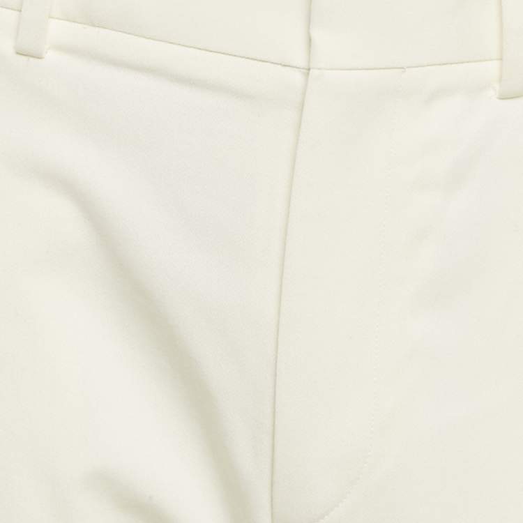 Pre Owned Bottega Veneta Off-White Gabardine Cotton Pants M