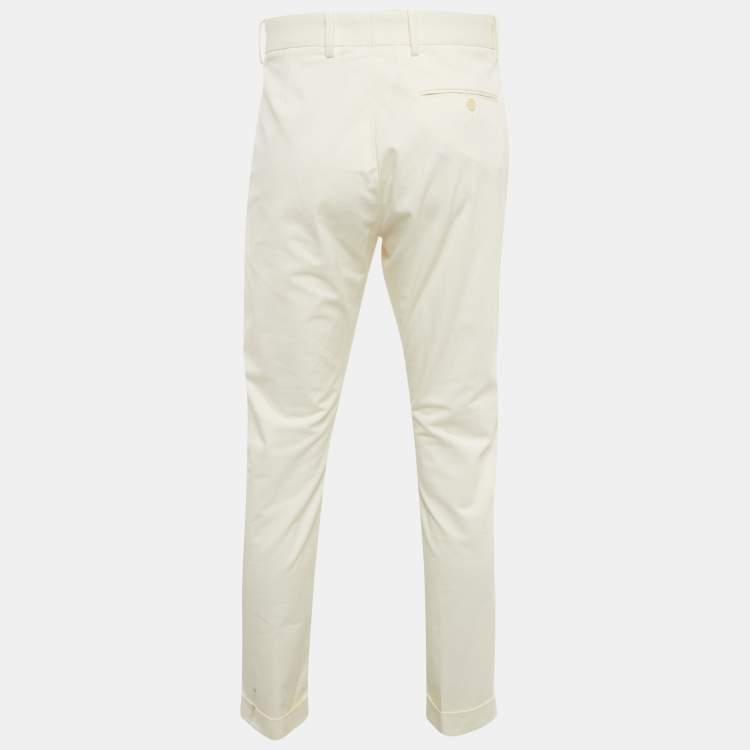 Pre Owned Bottega Veneta Off-White Gabardine Cotton Pants M