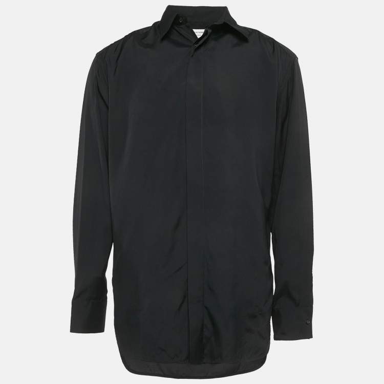 Pre Owned Bottega Veneta Black Crepe Button Front Full Sleeve Shirt S