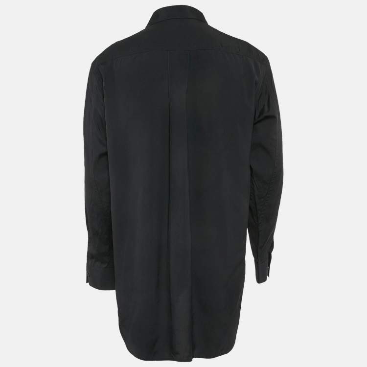 Pre Owned Bottega Veneta Black Crepe Button Front Full Sleeve Shirt S