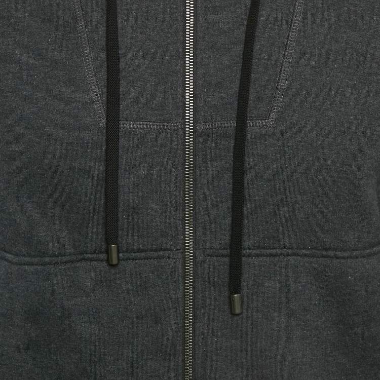 Pre Owned Bottega Veneta Black Cotton Knit Zip-Up Continuity Hoodie S