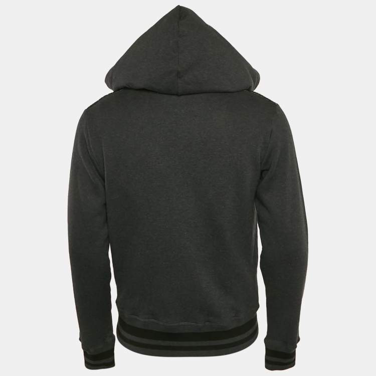 Pre Owned Bottega Veneta Black Cotton Knit Zip-Up Continuity Hoodie S