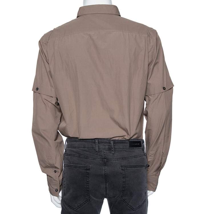 Pre Owned Bottega Veneta Light Brown Cotton Detachable Sleeve Detail Shirt XL 