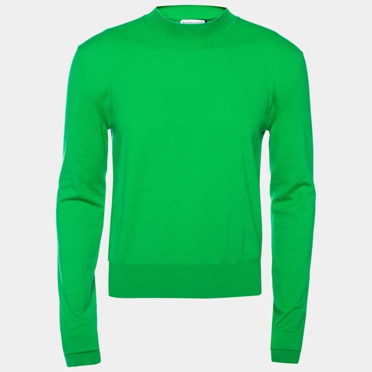 Pre Owned Bottega Veneta Green Cashmere Blend Crewneck Jumper L