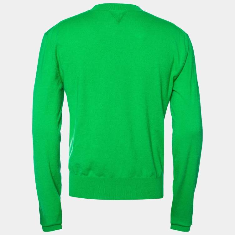 Pre Owned Bottega Veneta Green Cashmere Blend Crewneck Jumper L