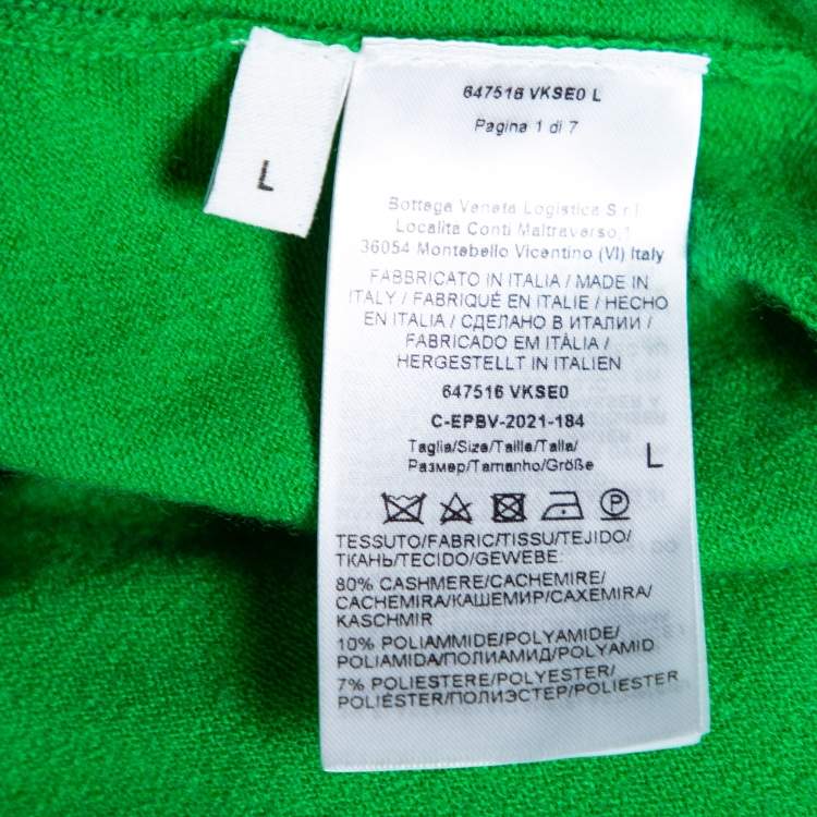 Pre Owned Bottega Veneta Green Cashmere Blend Crewneck Jumper L
