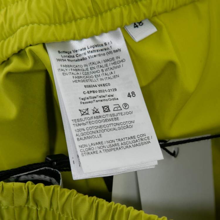 Pre Owned Bottega Veneta Lime Green Cotton Elastic Waist Shorts M
