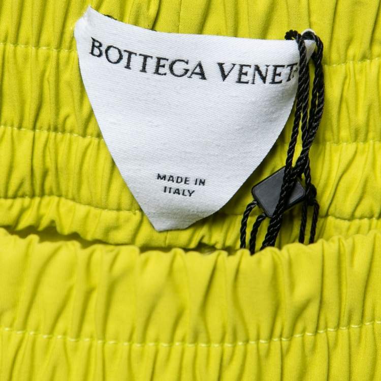 Pre Owned Bottega Veneta Lime Green Cotton Elastic Waist Shorts M