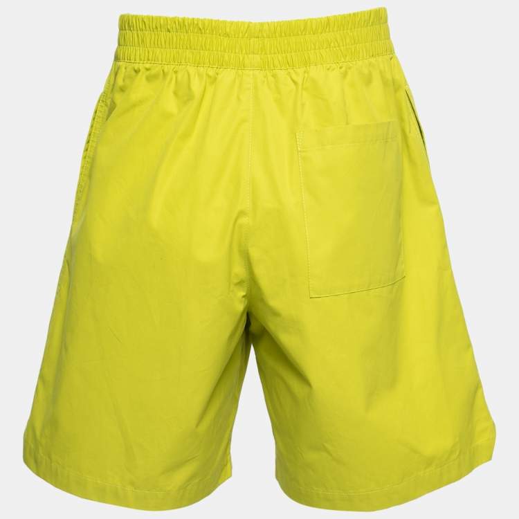 Pre Owned Bottega Veneta Lime Green Cotton Elastic Waist Shorts M