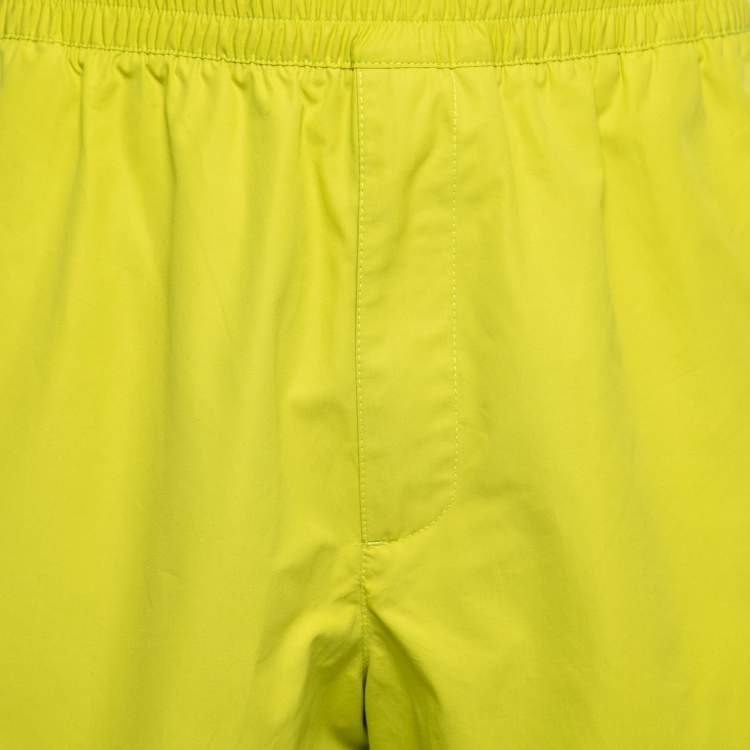 Pre Owned Bottega Veneta Lime Green Cotton Elastic Waist Shorts M