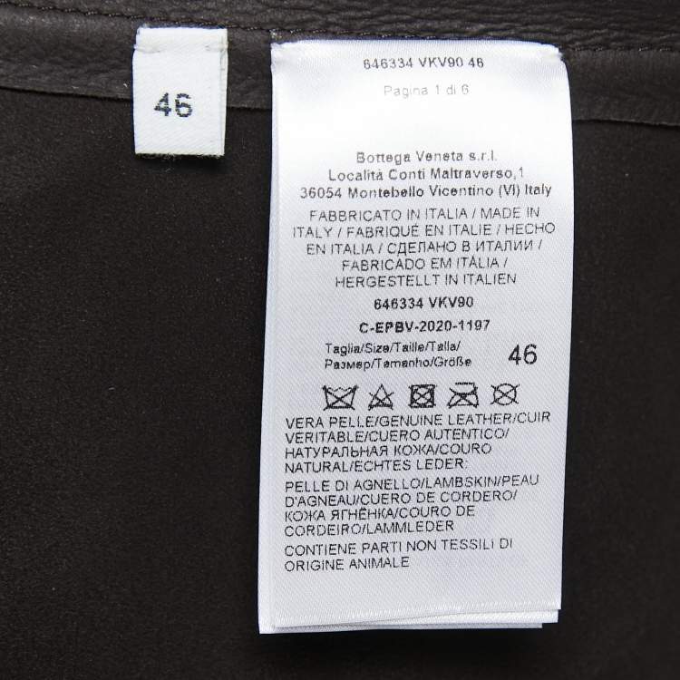Pre Owned Bottega Veneta Brown Lambskin Leather Shirt S