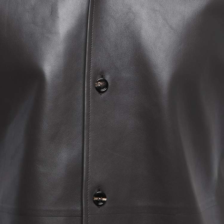 Pre Owned Bottega Veneta Brown Lambskin Leather Shirt S