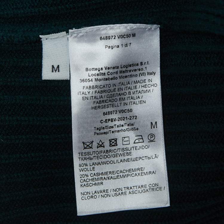 Pre Owned Bottega Veneta Green Rib Knit Turtleneck Pullover M