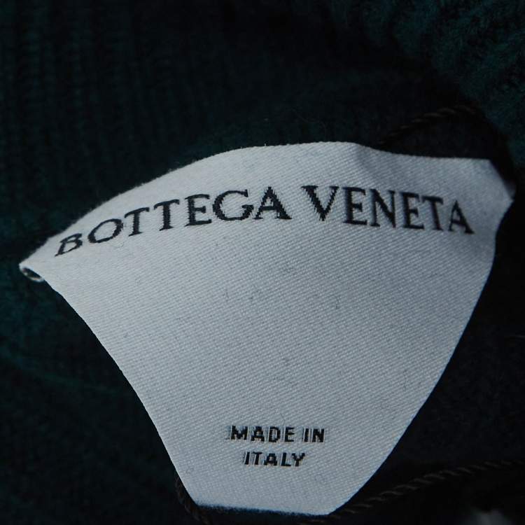 Pre Owned Bottega Veneta Green Rib Knit Turtleneck Pullover M