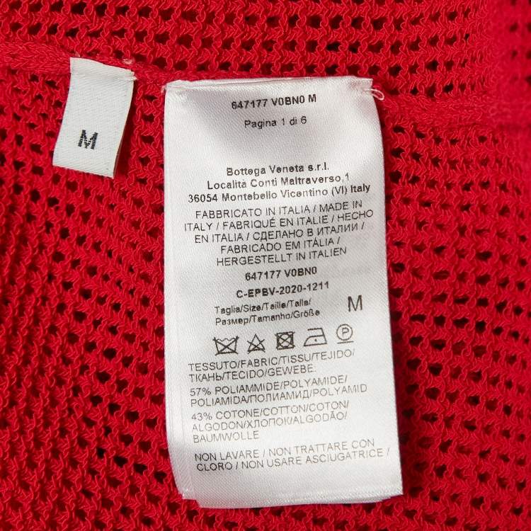 Pre Owned Bottega Veneta Red Patterned Knit Polo T-shirt M 