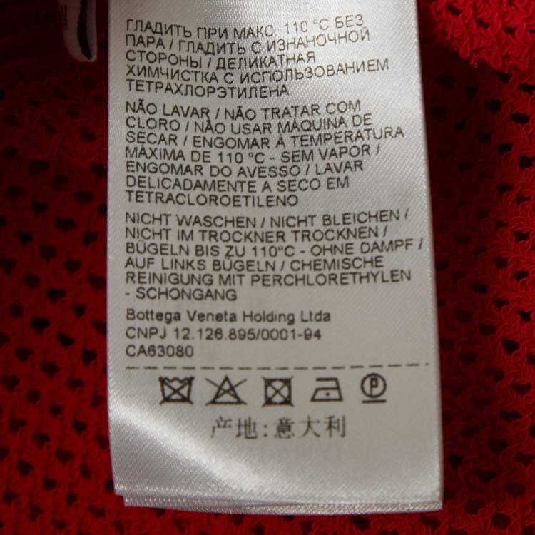 Pre Owned Bottega Veneta Red Patterned Knit Polo T-shirt M 