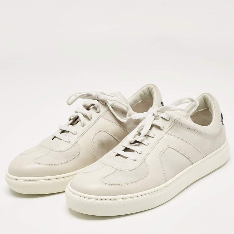 Pre Owned Bottega Veneta White Leather and Suede Low Top Sneakers Size 43