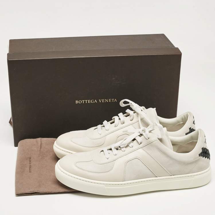 Pre Owned Bottega Veneta White Leather and Suede Low Top Sneakers Size 43