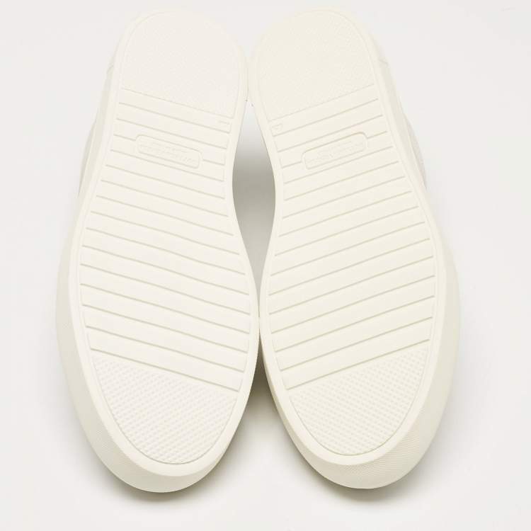 Pre Owned Bottega Veneta White Leather and Suede Low Top Sneakers Size 43